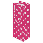 Witte kruisstiften op fuchsia wijn cadeautas (Achterkant Gekanteld)