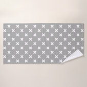 Witte kruisstiften op grijs badhanddoek (Badhanddoek)