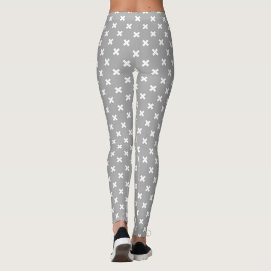 Witte kruisstiften op grijs leggings (Achterkant)