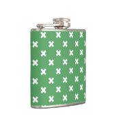 Witte kruisstiften op groen heupfles (Rechts)
