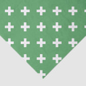 Witte kruisstiften op groen tissuepapier (Detail)