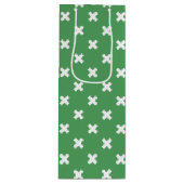 Witte kruisstiften op groen wijn cadeautas (Voorkant)