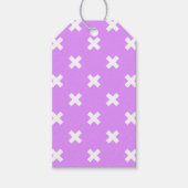 Witte kruisstiften op lila cadeaulabel (Voorkant)