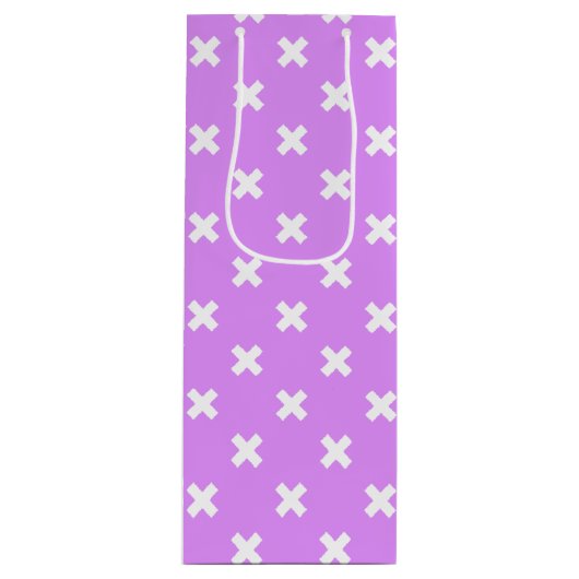 Witte kruisstiften op lila wijn cadeautas (Voorkant)