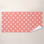 Witte kruisstiften op perziken badhanddoek (Badhanddoek)
