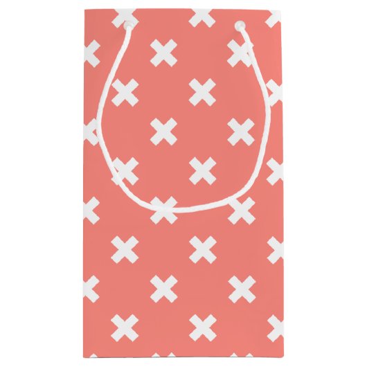 Witte kruisstiften op perziken klein cadeauzakje (Achterkant)