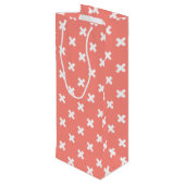 Witte kruisstiften op perziken wijn cadeautas (Achterkant Gekanteld)