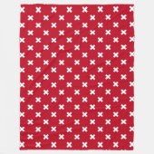 Witte kruisstiften op rood fleece deken (Voorkant)