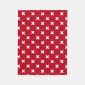 Witte kruisstiften op rood fleece deken (Voorkant)