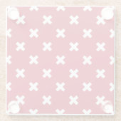 Witte kruisstiften op rood glazen onderzetter (Achterkant)