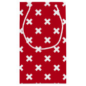 Witte kruisstiften op rood klein cadeauzakje (Achterkant)