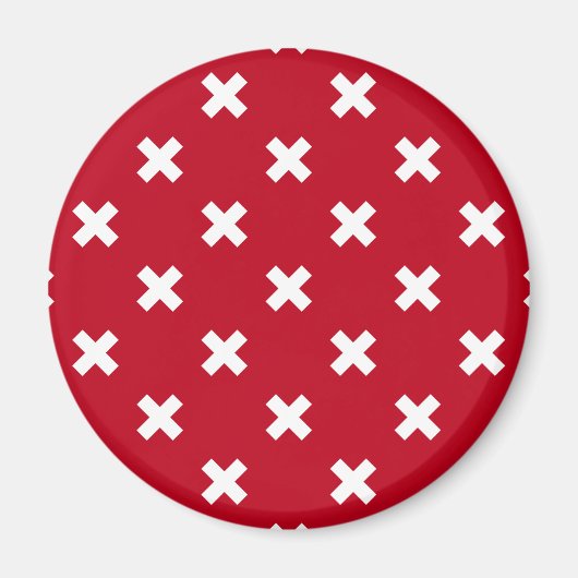 Witte kruisstiften op rood magneet (Voorkant)