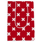 Witte kruisstiften op rood medium cadeauzakje (Achterkant)