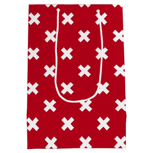 Witte kruisstiften op rood medium cadeauzakje (Achterkant)