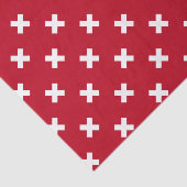 Witte kruisstiften op rood tissuepapier (Detail)