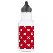 Witte kruisstiften op rood waterfles (Rechts)