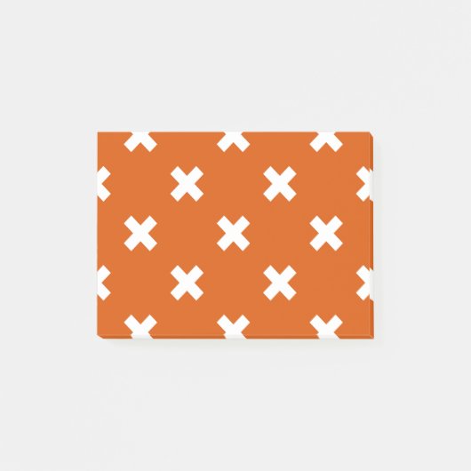 Witte kruisstiften op verbrand sinaasappel post-it® notes (Voorkant)