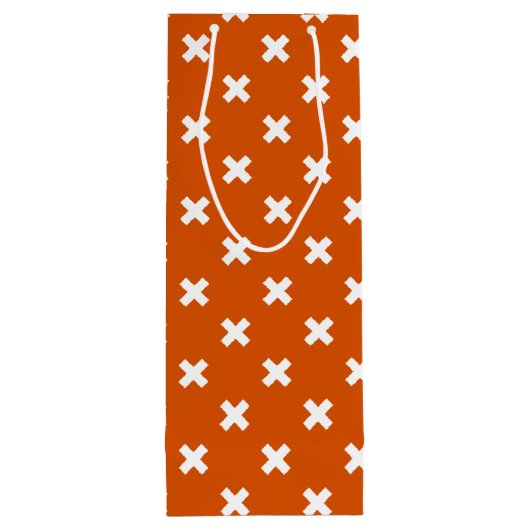 Witte kruisstiften op verbrand sinaasappel wijn cadeautas (Achterkant)