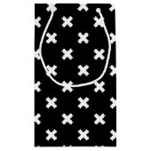 Witte kruisstiften op zwart klein cadeauzakje (Achterkant)