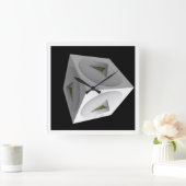 WITTE KUBUS OP ZWART VIERKANTE KLOK (Huis)