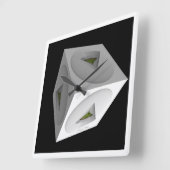 WITTE KUBUS OP ZWART VIERKANTE KLOK (Hoek)