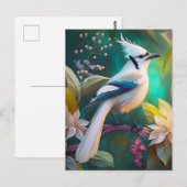 Witte Kuif Teal Wing Jay Fantasie Vogel Briefkaart (Voorkant / Achterkant)