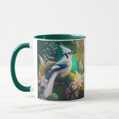 Witte Kuif Teal Wing Jay Fantasie Vogel Mok (Links)