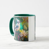 Witte Kuif Teal Wing Jay Fantasie Vogel Mok (Voorkant links)