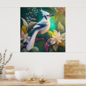 Witte Kuif Teal Wing Jay Fantasie Vogel Poster (Keuken)