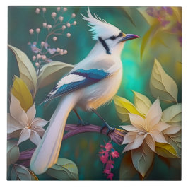 Witte Kuif Teal Wing Jay Fantasie Vogel Tegeltje