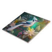 Witte Kuif Teal Wing Jay Fantasie Vogel Tegeltje (Zijkant)