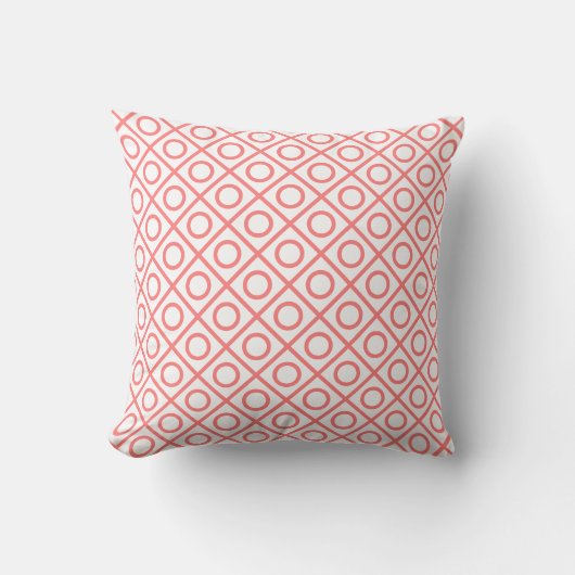 Witte kussen met roze lijnen, vierkanten, (Voorkant)