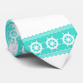 Witte Kustblauwe Helm Stripe Nautisch Stropdas (Opgerold)