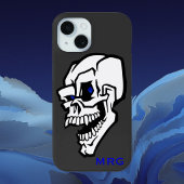 Witte Kwaadaardige Schedel met Blauwe Ogen Case-Mate iPhone Case