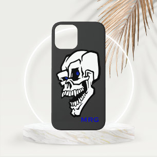 Witte Kwaadaardige Schedel met Blauwe Ogen iPhone 15 Case
