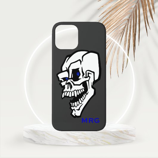 Witte Kwaadaardige Schedel met Blauwe Ogen Case-Mate iPhone Case
