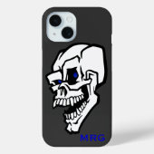 Witte Kwaadaardige Schedel met Blauwe Ogen Case-Mate iPhone Case (Achterkant)