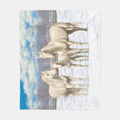 Witte kwartpaarden bij sneeuw fleece deken (Voorkant)