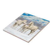 Witte kwartpaarden bij sneeuw tegeltje (Zijkant)
