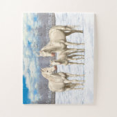 Witte kwartpaarden van Cremello in sneeuw Legpuzzel (Verticaal)