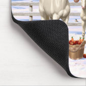 Witte kwartpaarden van Cremello in sneeuw Muismat (Hoek)