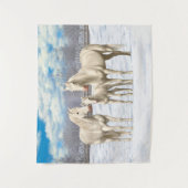 Witte kwartspaarden in de winterperiode wandkleed (Voorkant)