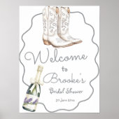 Witte laarzen en bubbels Vrijgezellenfeest welkom Poster (Voorkant)