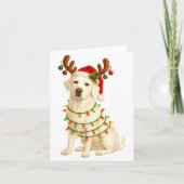 Witte Lab Kerstboom Licht Pyjama Labrador Hond Kaart (Voorkant)