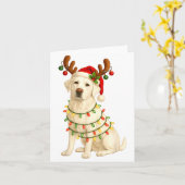 Witte Lab Kerstboom Licht Pyjama Labrador Hond Kaart (Gele Bloem)
