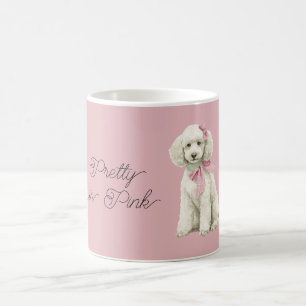 Witte Labradoodle Hond Roze Strikken Koffiemok