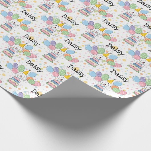 Witte labradoodle hond Verjaardag Cadeaupapier (Hoek)