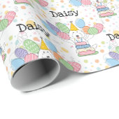 Witte labradoodle hond Verjaardag Cadeaupapier (Rol Hoek)