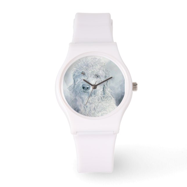 Witte labradoodle horloge (Voorkant)