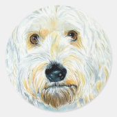 Witte Labradoodle Maggie Stickers (Voorkant)